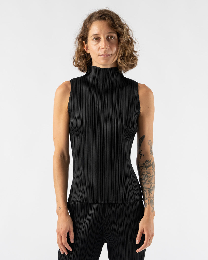 Pleats Please Issey Miyake Basics Top in Black Curated at Jake and