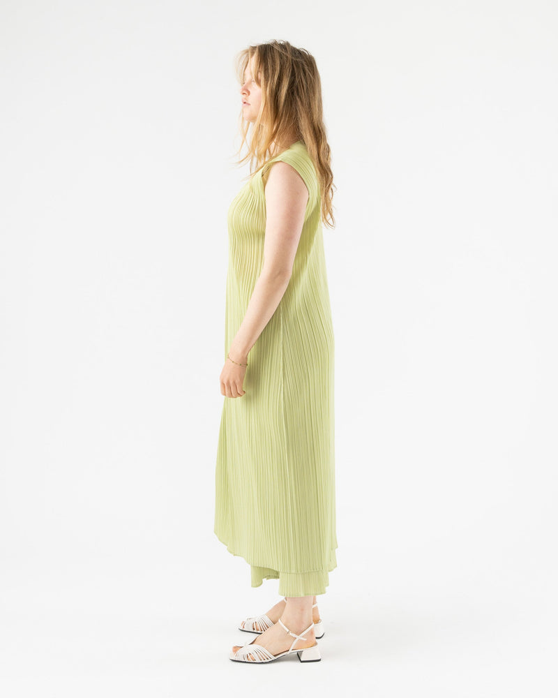 Pleats Please Issey Miyake Monthly Colors April Dress in Pale Green Curated  at Jake and Jones