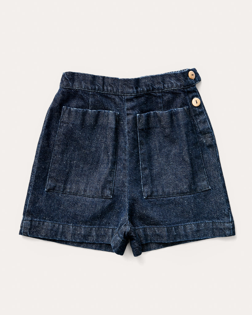 Soor Ploom Odile Shorts in Dark Wash Denim Curated at Jake and Jones