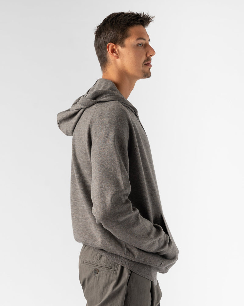 Studio Nicholson Arne Knit Hooded Jumper in Lichen Marl. London